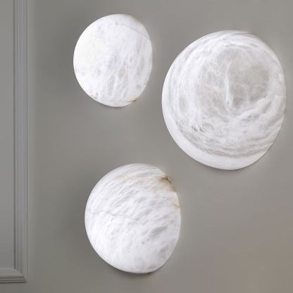 Jade Snowflake Alabaster Metal Wall Light Living Room Bedroom