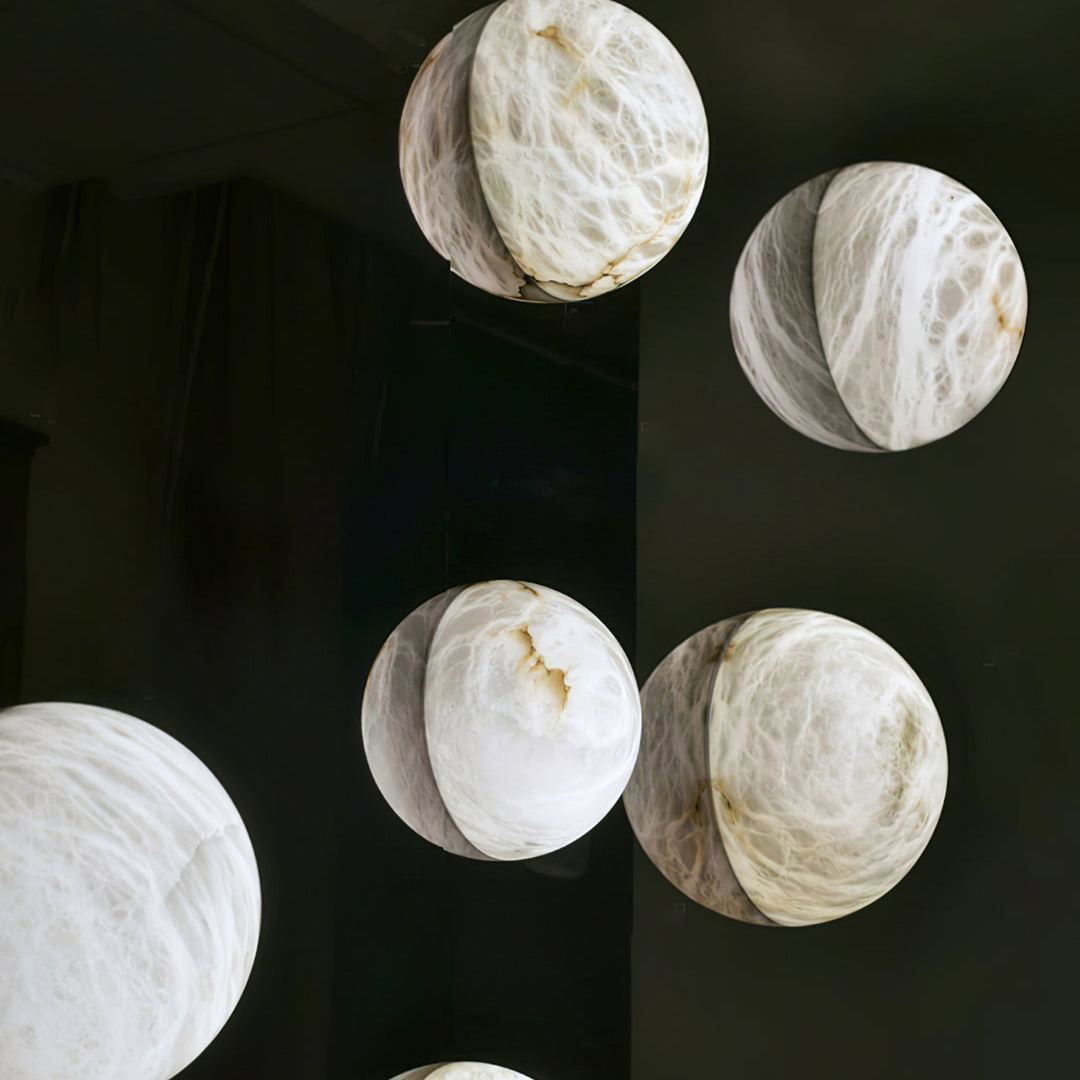 Jade Snowflake Alabaster Metal Wall Light Living Room Bedroom