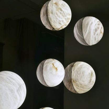 Jade Snowflake Alabaster Metal Wall Light Living Room Bedroom