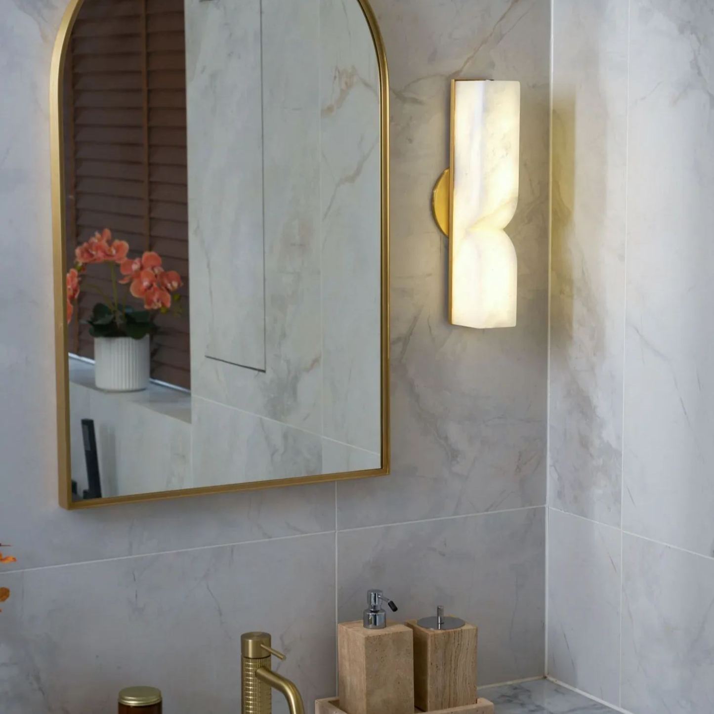 Jade Alabaster Rectangular Modern Wall Light Shades Hallway Bedroom