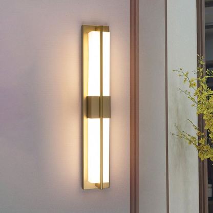 Jade Rectangular Alabaster Brass Wall Light Living Room Bedroom