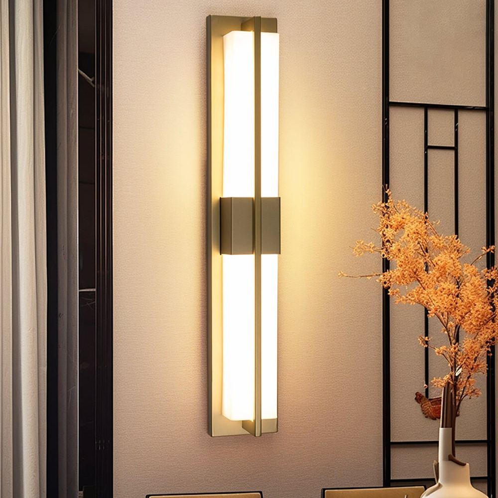 Jade Rectangular Alabaster Brass Wall Light Living Room Bedroom