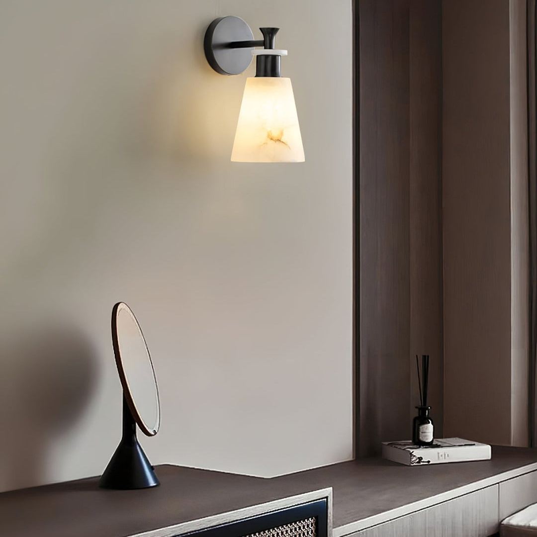 Jade Modern Tapered Alabaster Wall Light Living Room Bedroom