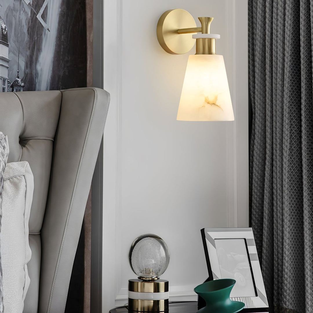 Jade Modern Tapered Alabaster Wall Light Living Room Bedroom
