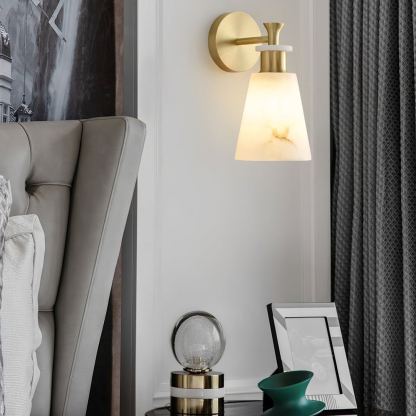 Jade Modern Tapered Alabaster Wall Light Living Room Bedroom