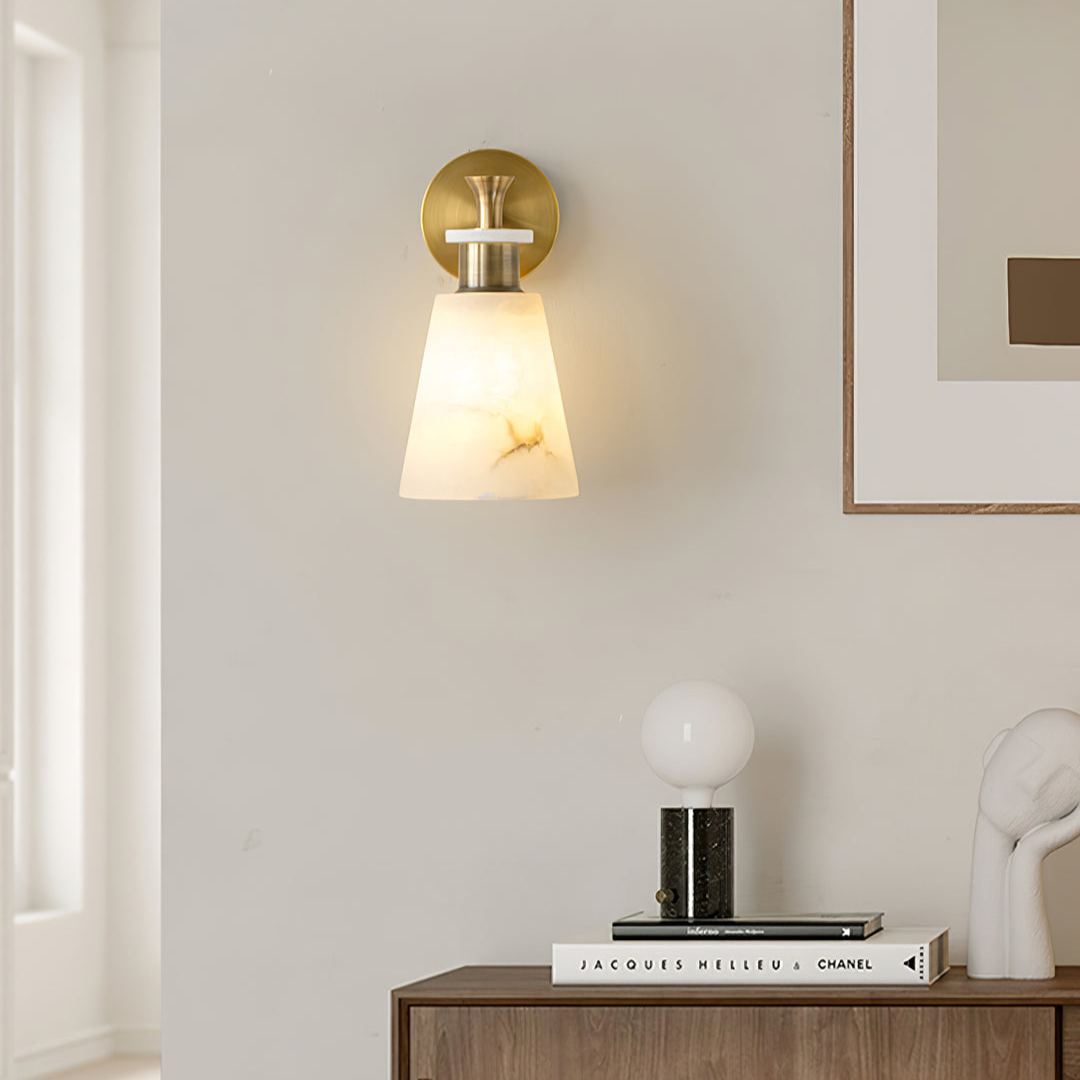 Jade Modern Tapered Alabaster Wall Light Living Room Bedroom