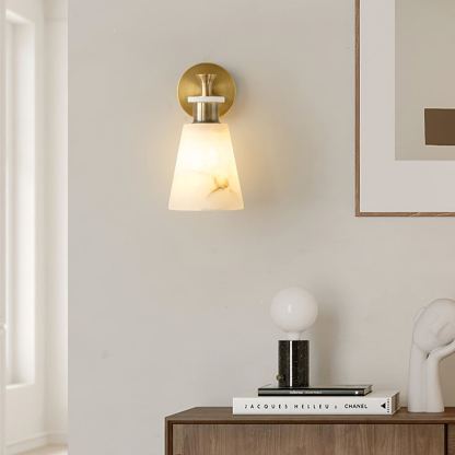 Jade Modern Tapered Alabaster Wall Light Living Room Bedroom