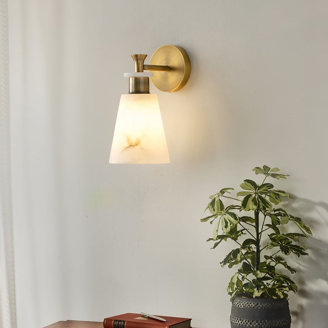 Jade Modern Tapered Alabaster Wall Light Living Room Bedroom