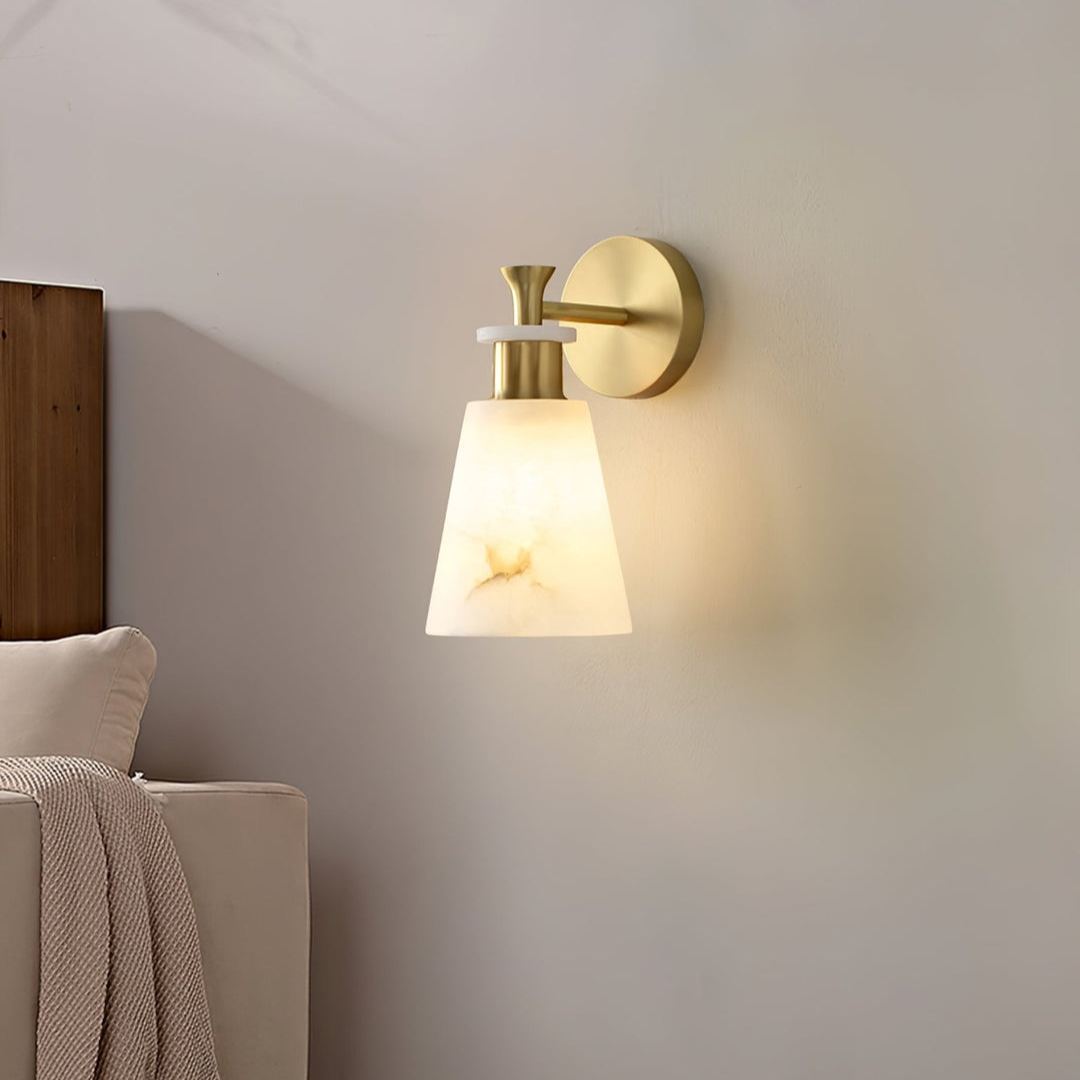 Jade Modern Tapered Alabaster Wall Light Living Room Bedroom