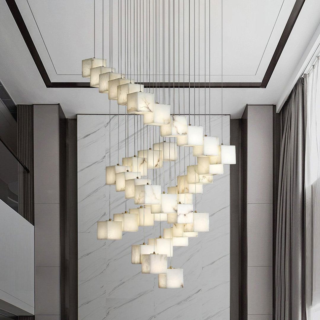 Jade Alabaster Brass Spiral Modern Pendant Light Living Room Bedroom