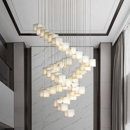 Jade Alabaster Brass Spiral Modern Pendant Light Living Room Bedroom