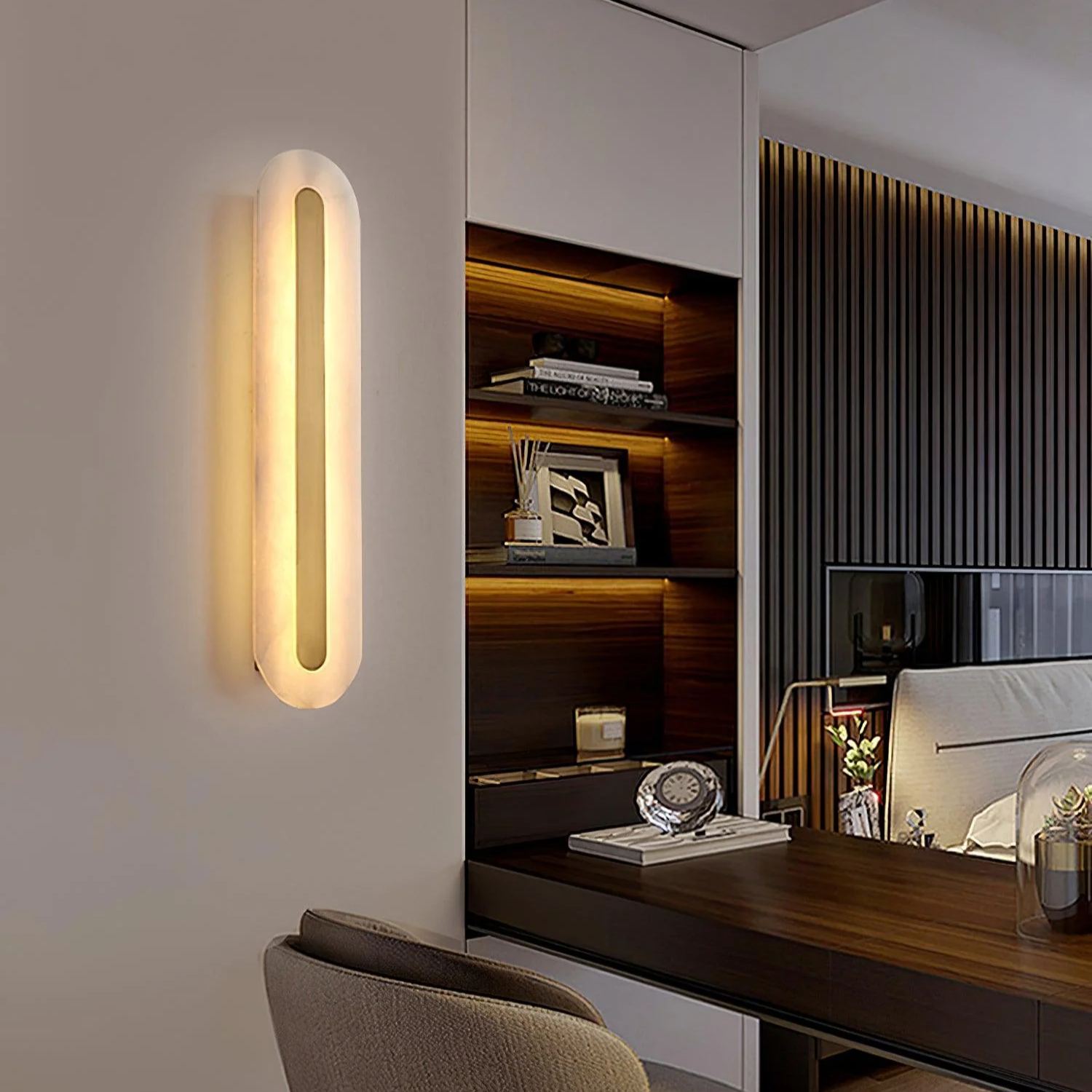 Jade Modern Rounded Alabaster Wall Light Bedroom Hallway Living Room