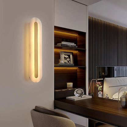 Jade Modern Rounded Alabaster Wall Light Bedroom Hallway Living Room