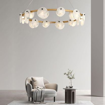 Jade Modern Alabaster Brass Chandelier Living Room Dining Room
