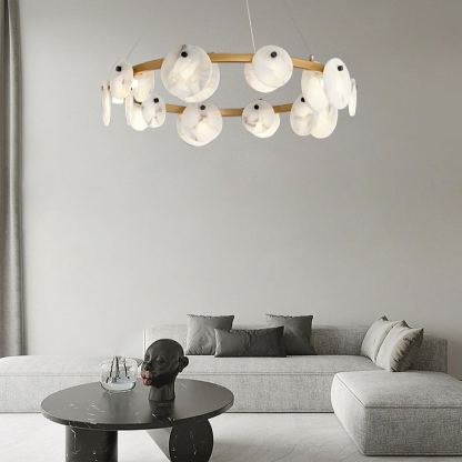 Jade Modern Alabaster Brass Chandelier Living Room Dining Room