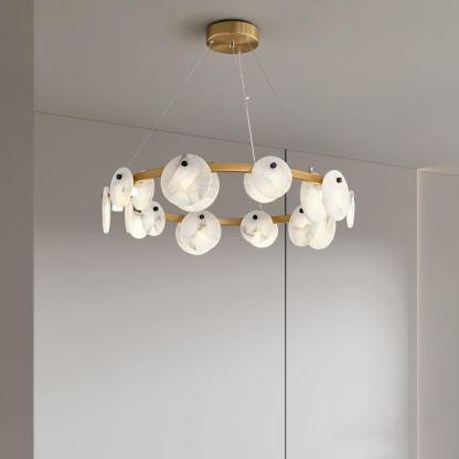 Jade Modern Alabaster Brass Chandelier Living Room Dining Room