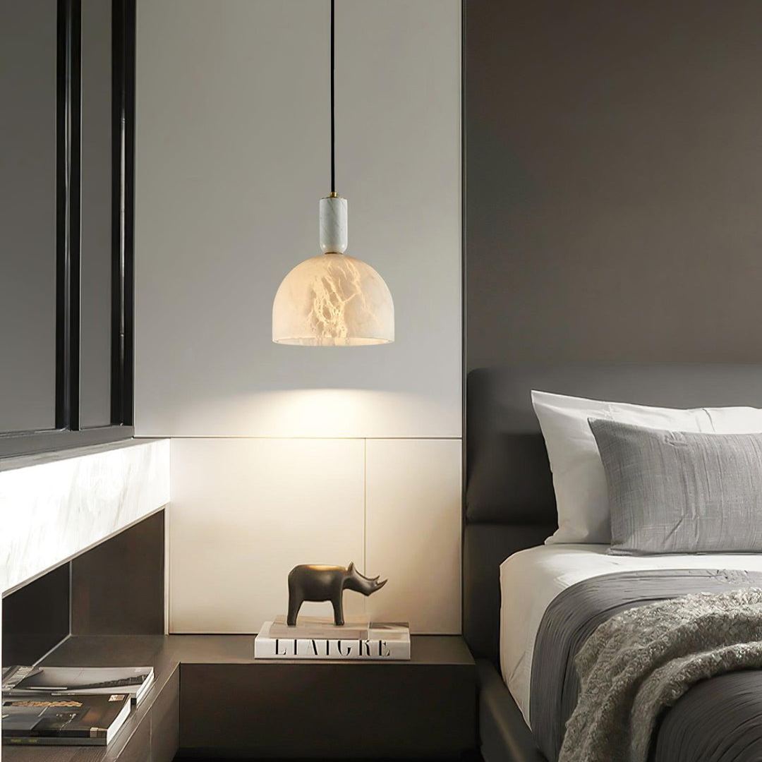 Jade Alabaster Brass Dome Modern Pendant Light Living Room Bedroom