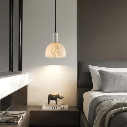 Jade Alabaster Brass Dome Modern Pendant Light Living Room Bedroom