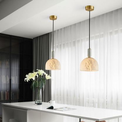 Jade Alabaster Brass Dome Modern Pendant Light Living Room Bedroom