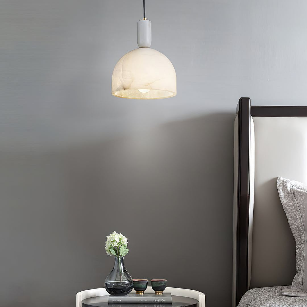 Jade Alabaster Brass Dome Modern Pendant Light Living Room Bedroom