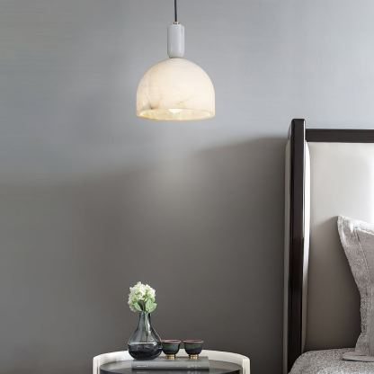 Jade Alabaster Brass Dome Modern Pendant Light Living Room Bedroom