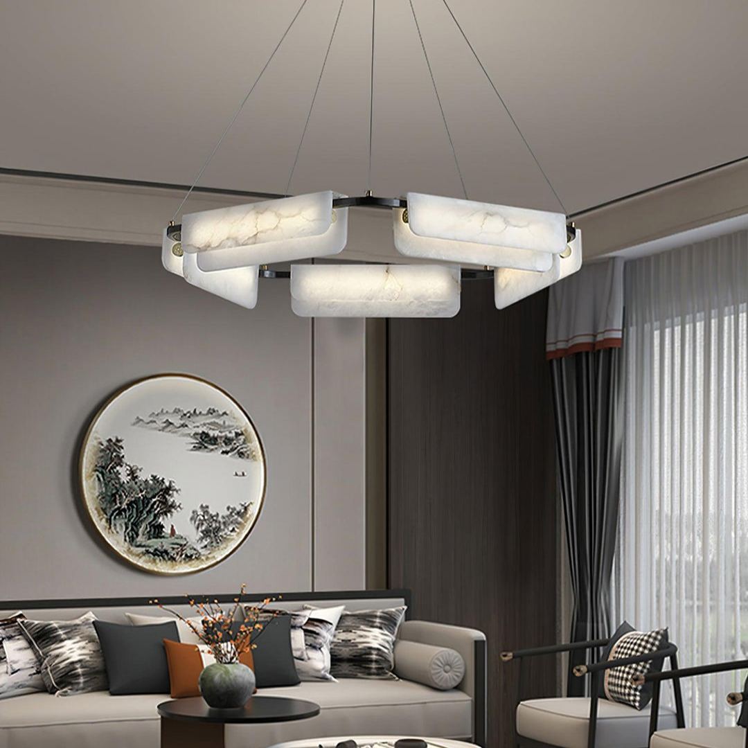 Jade Chandelier Modern Alabaster Metal Living Room Dining Room