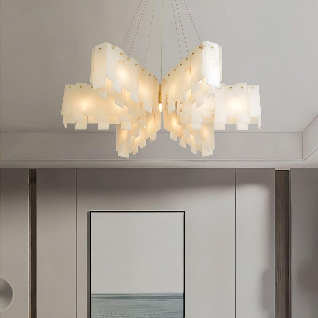 Jade Alabaster Cascade Tiered Chandelier Living Room Dining Room