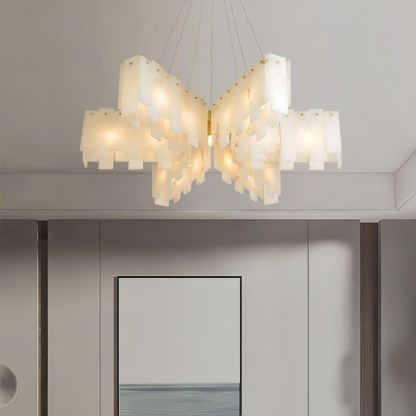 Jade Alabaster Cascade Tiered Chandelier Living Room Dining Room