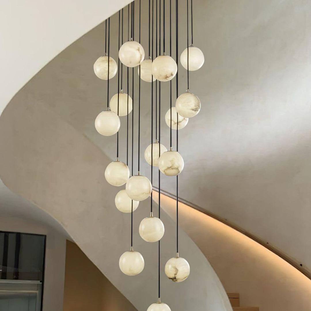Jade Modern Alabaster Brass Ball Cluster Chandelier Living Room Bedroom