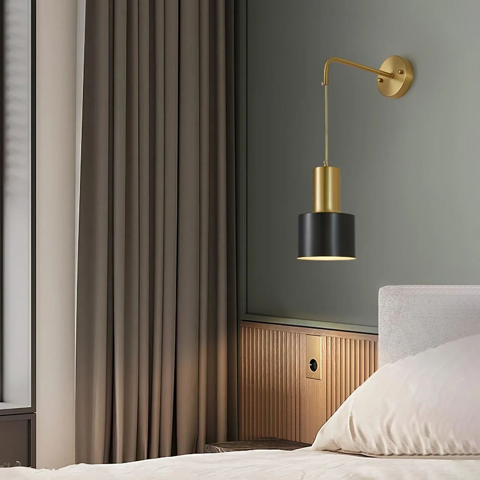 Orr Minimalism Brass Metal Black Wall Lamp Dining Room Bedroom