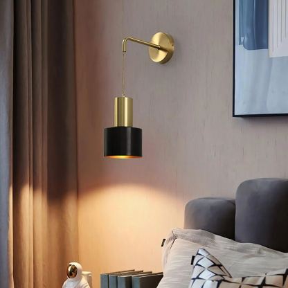 Orr Minimalism Brass Metal Black Wall Lamp Dining Room Bedroom