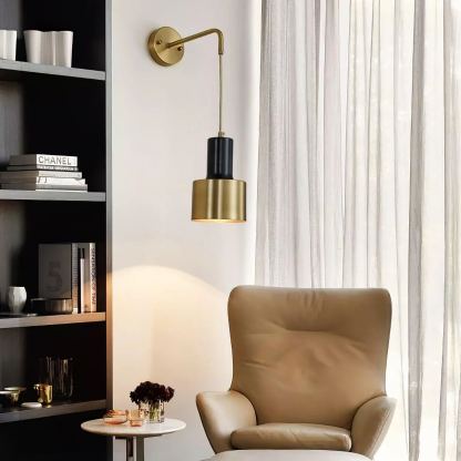 Orr Minimalism Brass Metal Black Wall Lamp Dining Room Bedroom