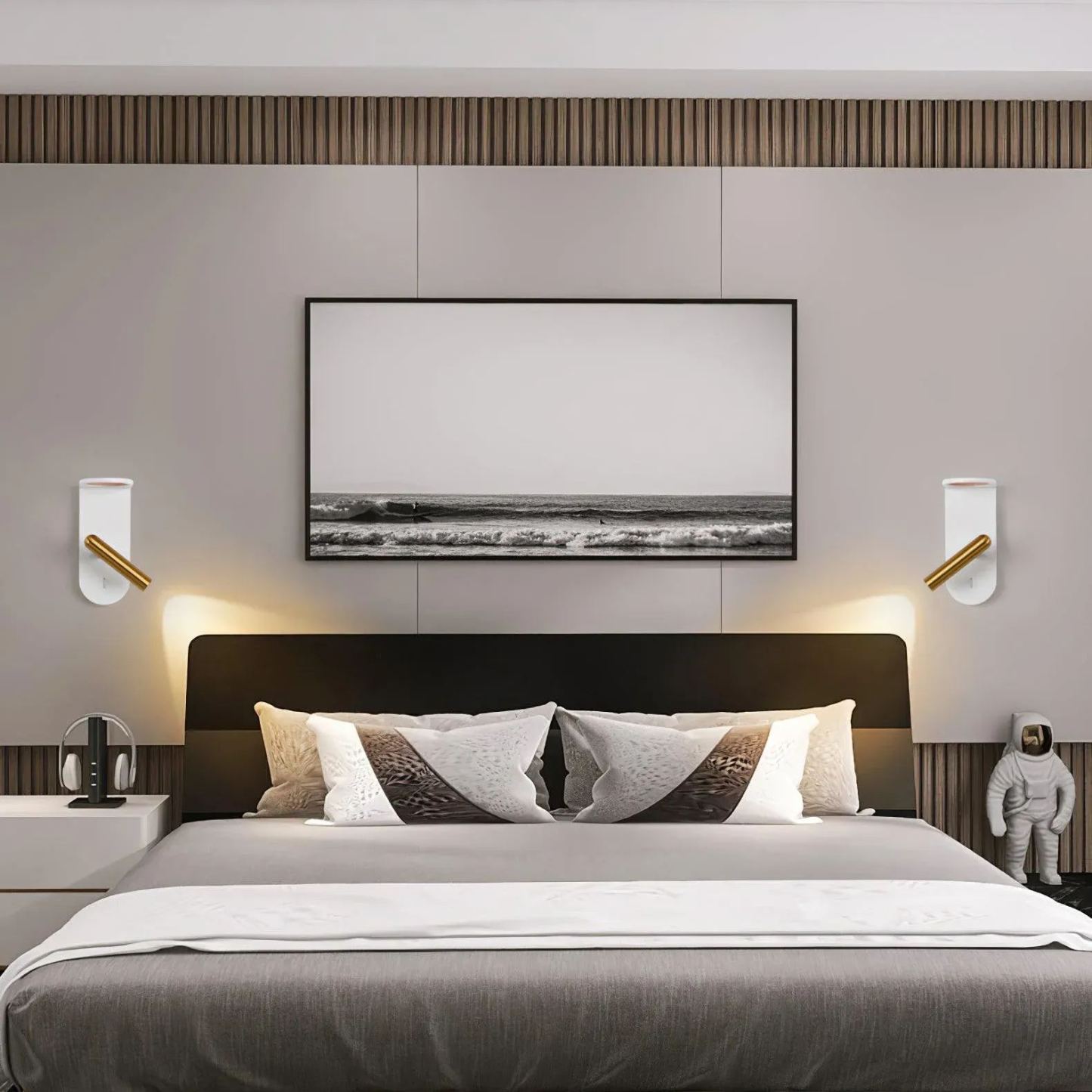 Edge Minimalism Acrylic Metal Black White Wall Light Dining Room Bedroom
