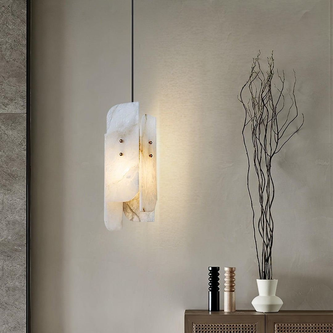 Jade Alabaster Artistic Panel Contemporary Pendant Light Dining Room