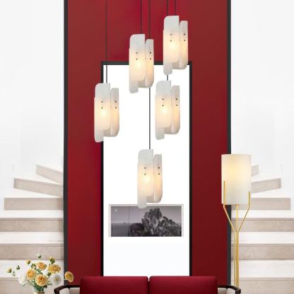 Jade Alabaster Artistic Panel Contemporary Pendant Light Dining Room