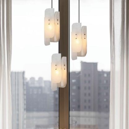 Jade Alabaster Artistic Panel Contemporary Pendant Light Dining Room