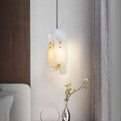 Jade Alabaster Artistic Panel Contemporary Pendant Light Dining Room