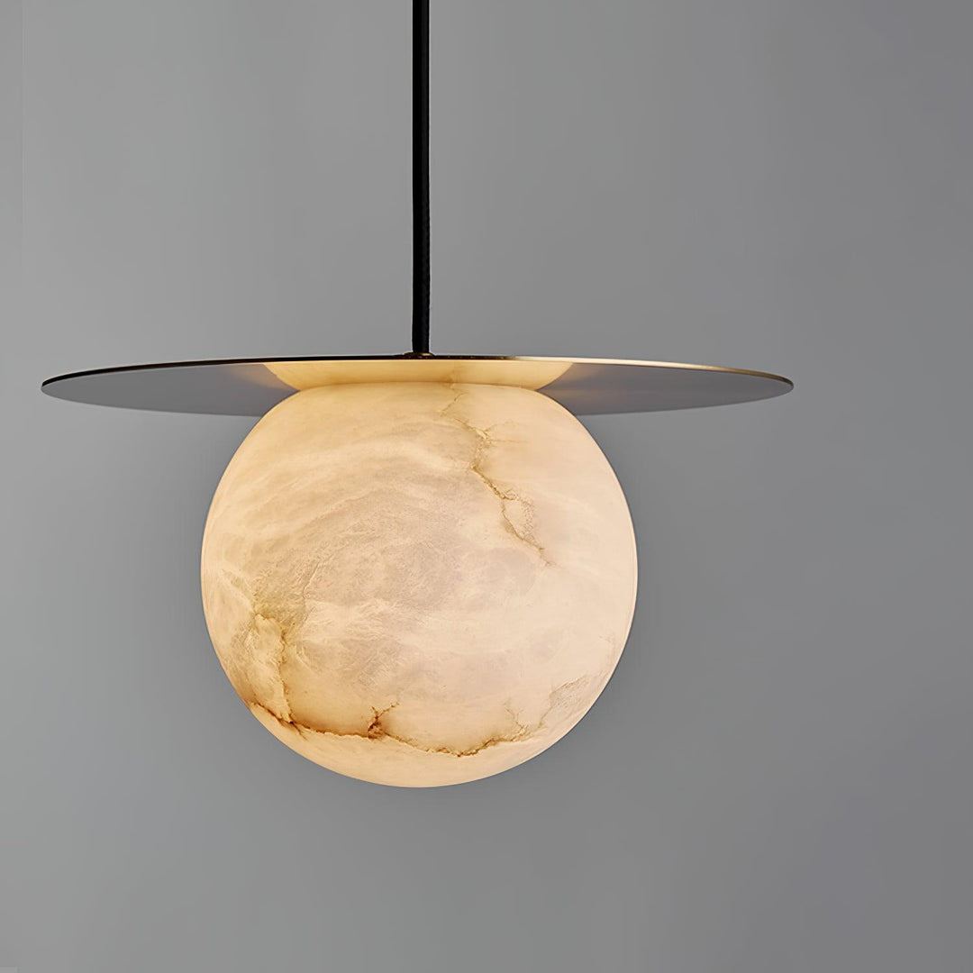 Jade Alabaster Spherical Brass Modern Pendant Light Dining Room