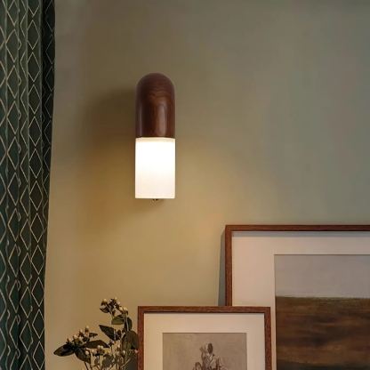 Ozawa Wood Walnut Black Metal Wall Light Dining Room Bedroom
