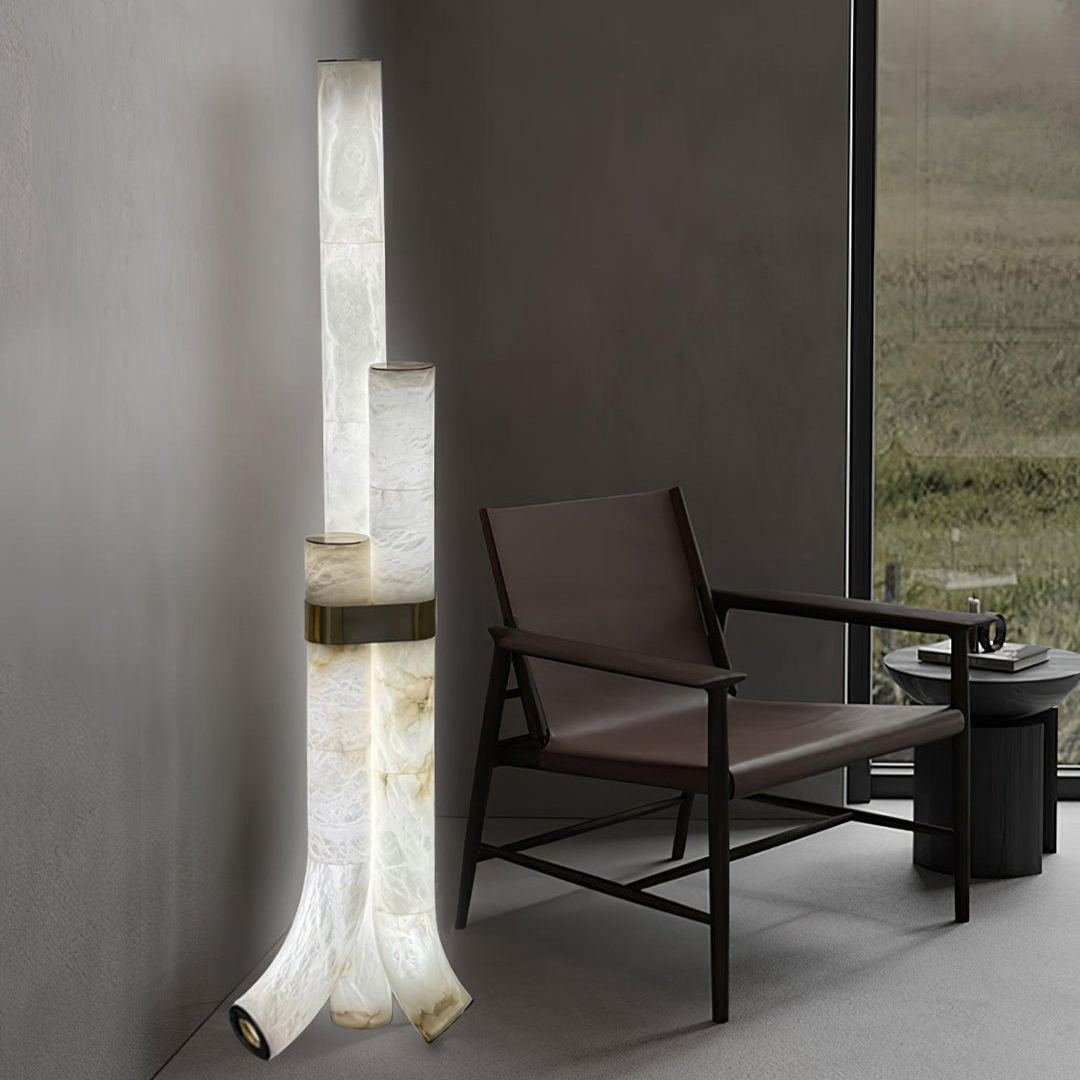 Jade Alabaster Curved Whimsical Floor Lamp Living Room Bedroom