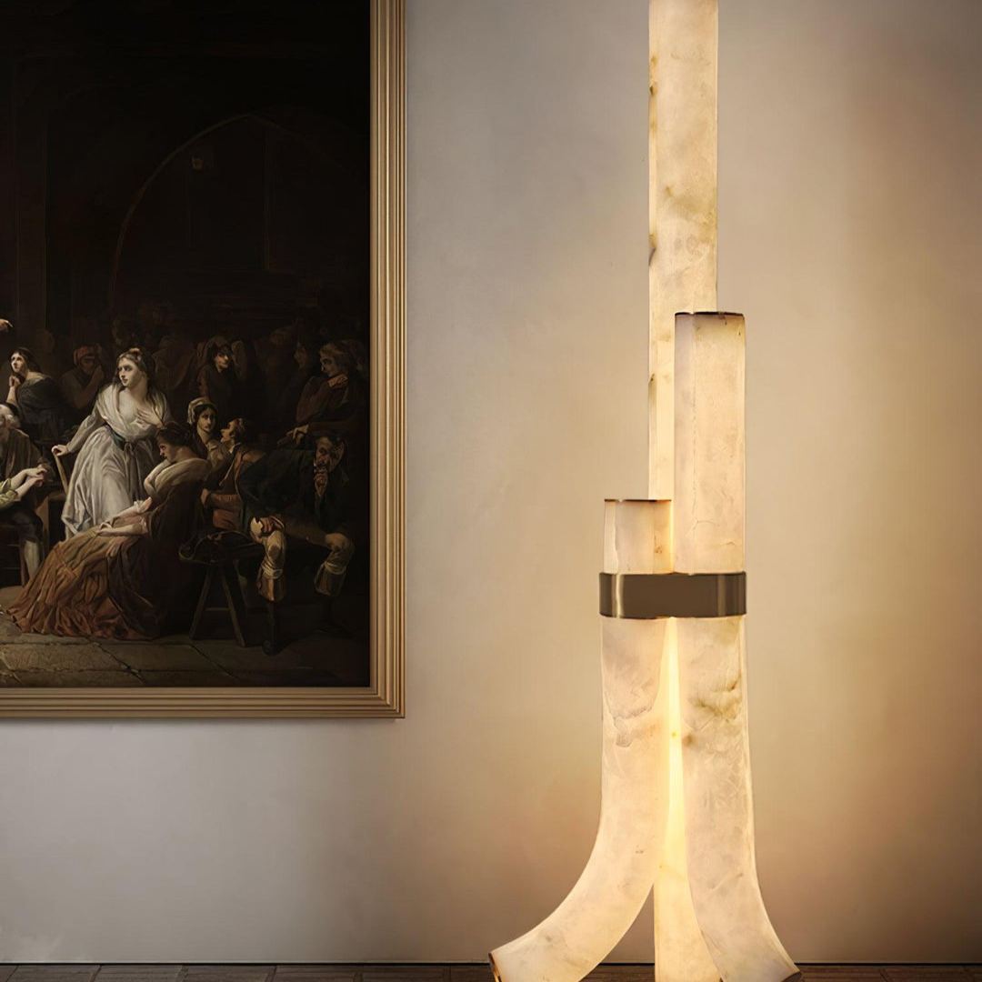Jade Alabaster Curved Whimsical Floor Lamp Living Room Bedroom