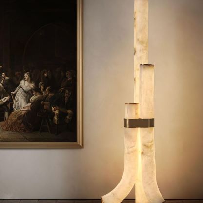 Jade Alabaster Curved Whimsical Floor Lamp Living Room Bedroom