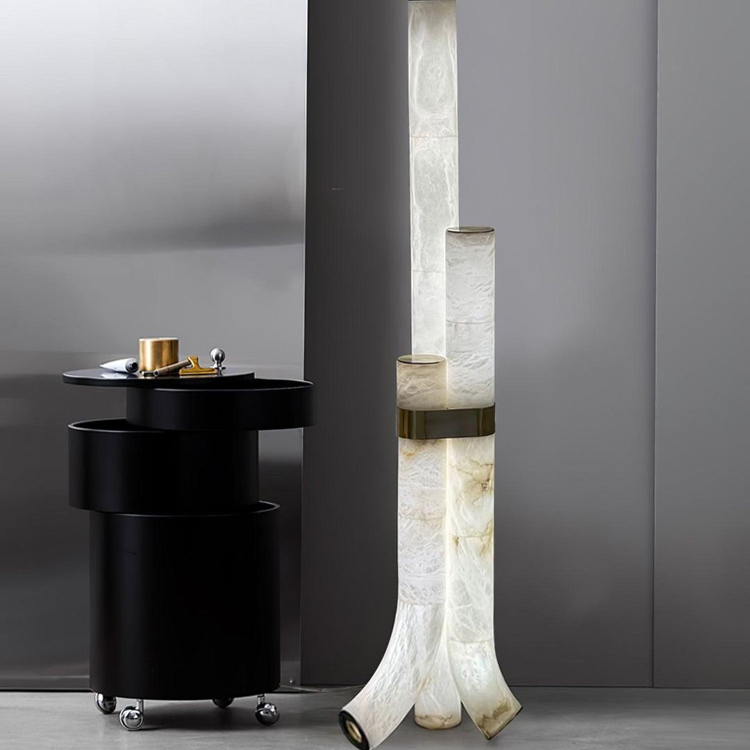 Jade Alabaster Curved Whimsical Floor Lamp Living Room Bedroom