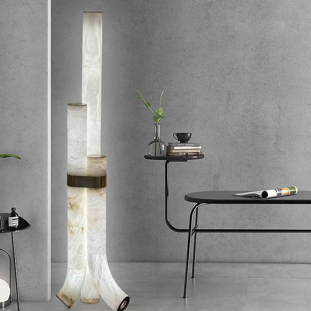 Jade Alabaster Curved Whimsical Floor Lamp Living Room Bedroom