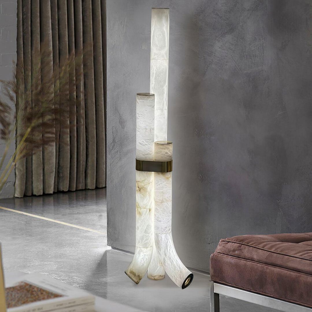 Jade Alabaster Curved Whimsical Floor Lamp Living Room Bedroom