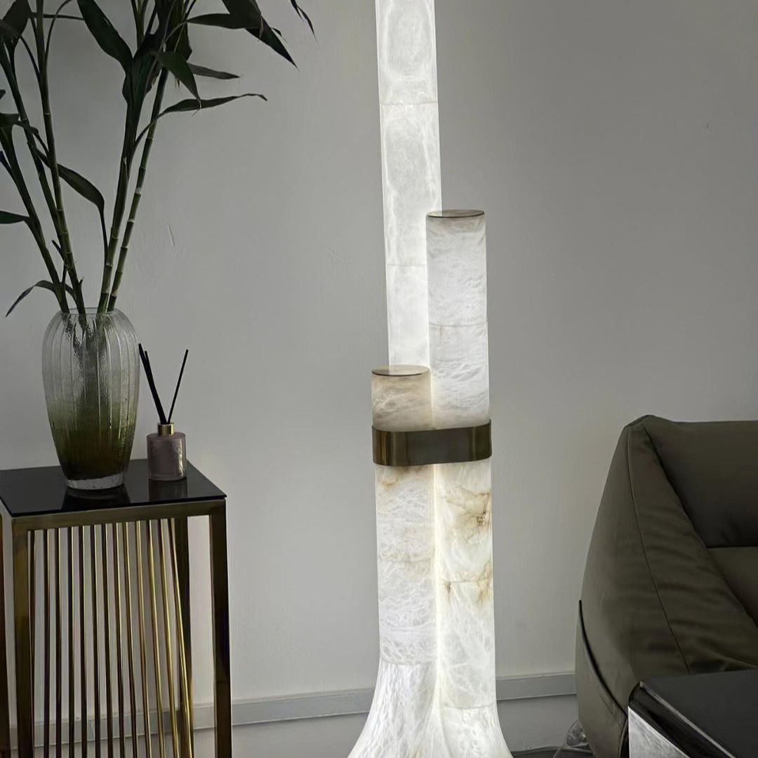 Jade Alabaster Curved Whimsical Floor Lamp Living Room Bedroom
