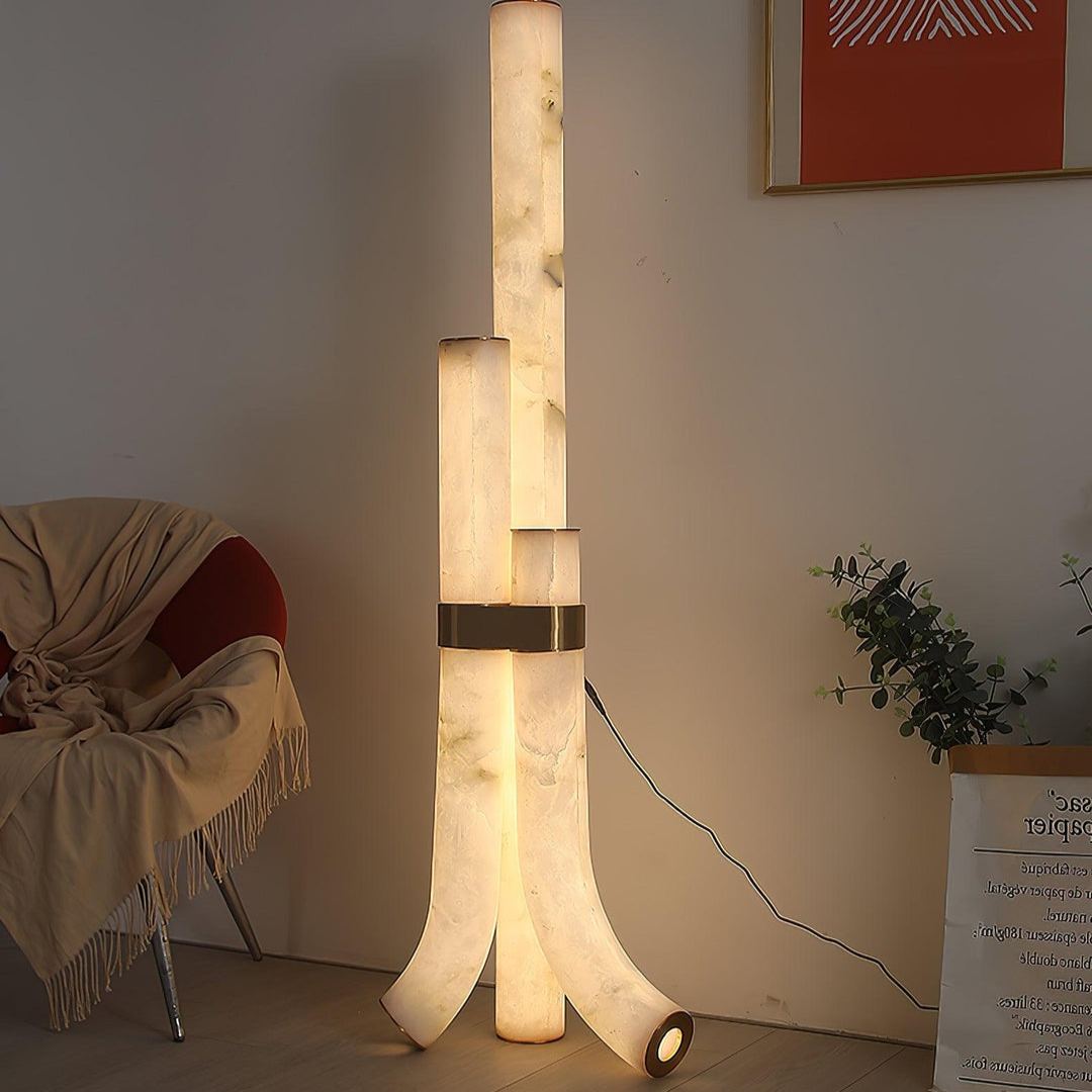 Jade Alabaster Curved Whimsical Floor Lamp Living Room Bedroom