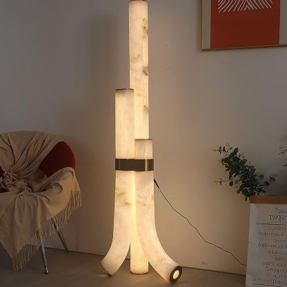 Jade Alabaster Curved Whimsical Floor Lamp Living Room Bedroom