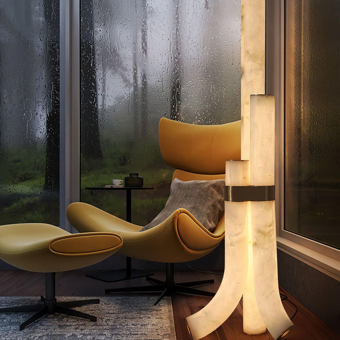 Jade Alabaster Curved Whimsical Floor Lamp Living Room Bedroom
