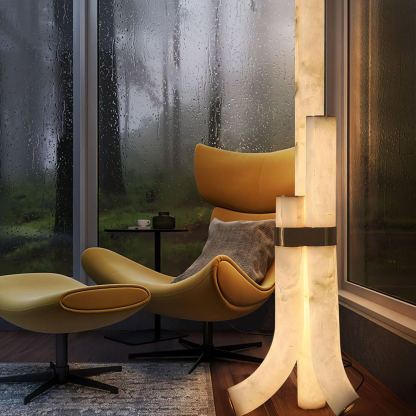 Jade Alabaster Curved Whimsical Floor Lamp Living Room Bedroom